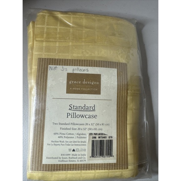 Grace Designs Standard Pillowcases 300 Count Cotton Blend Yellow Sears Set Of 2 - Picture 4 of 6